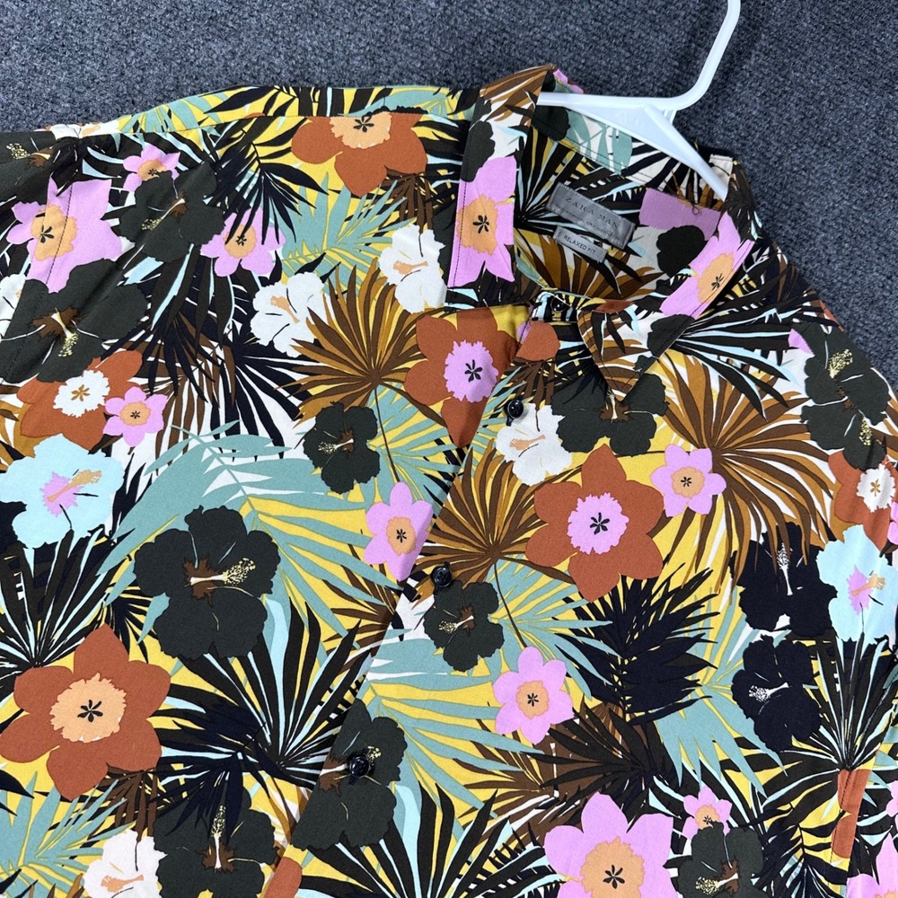 Zara Man Button Up Mens XL Extra Large Multicolor Floral Tropical Relaxed Fit